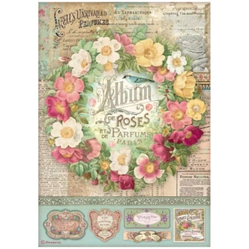 Papel de arroz Album De Roses Rose Parfum Stamperia 21x29.7cm
