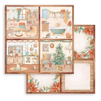 Papel 4 Cards All Around Christmas Stamperia 30x30cm