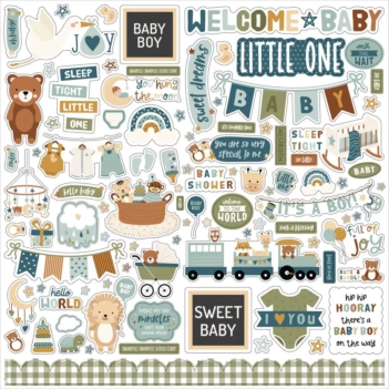 Adesivos de cartolina entrega especial Baby Boy Echo Park 30x30cm