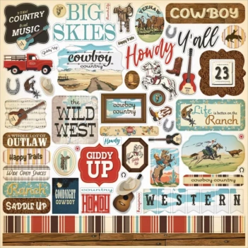 Papel Home On The Range Cowboys Carta Bella 30x30cm