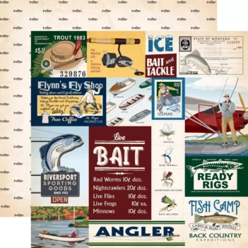 Papel Freshwater Fish Gone Fishing Carta Bella 30x30cm