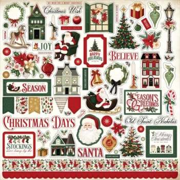 Naklejki Cardstock A Vintage Christmas Carta Bella 30x30cm