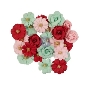 Flores de papel Santa Sweet 25 & Pippermint Prima Marketing