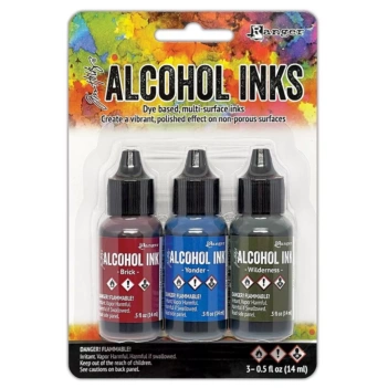 Set 3 Tintas Alcohol Ink Gravel Flannel Chronicle Tim Holtz Ranger 14ml
