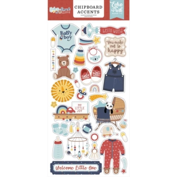 Die-cuts de chipboard Baby on Board Boy Echo Park