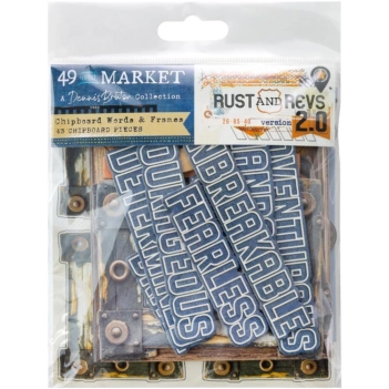 Die-cuts de chipboard Rust and Revs 49 and Market