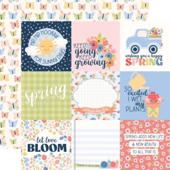 Papel 4"x4" Journaling Cards Blossoms And Bees Echo Park 30x30cm
