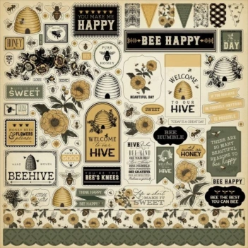 Cardstock Stickers Elements Honey Bee Carta Bella 30x30cm