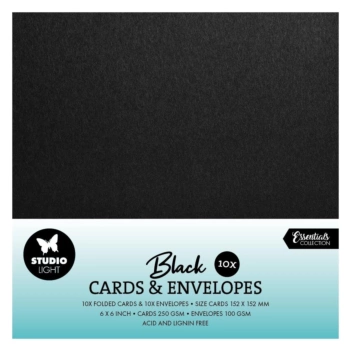Set de cartas y sobres Negro Studio Light 15x15cm