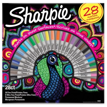 Sharpie Set 28 Permanent Markers Fine and Ultra Fine Tip
