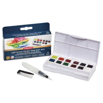 Derwent Inktense Box 12 Godets und Pinsel mit Wassertank Set 2