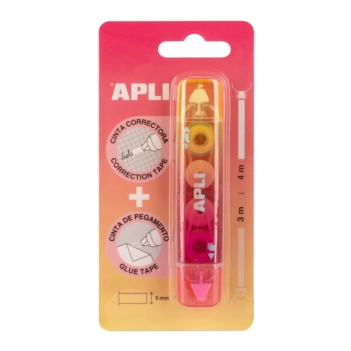Double function corrector tape and glue pink Apli