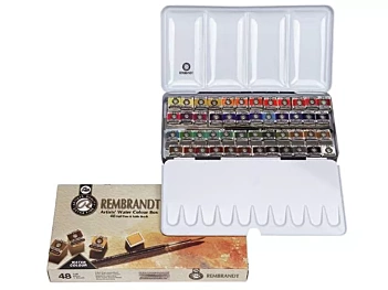 Rembrandt watercolor 48 tablets Metallic box luxury set 05M8648
