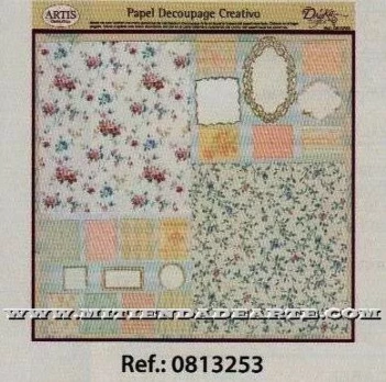 Decoupage paper 0813253 Patchwork of flowers and borders 30x30 cm. Dayka