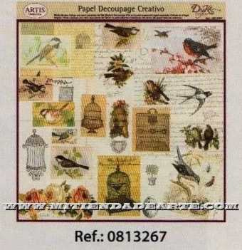 Decoupage paper 0813267 Cages and birds 30x30 cm. Dayka