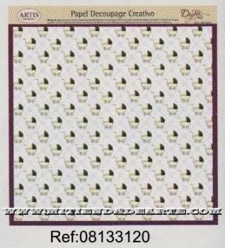 SUPER OFERTA **40%** Papel de Decoupage 0813320 Carritos en diagonal 30x30cm Dayka