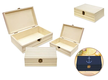 Set de 3 Cajas de Madera Rectangular MultiCraft