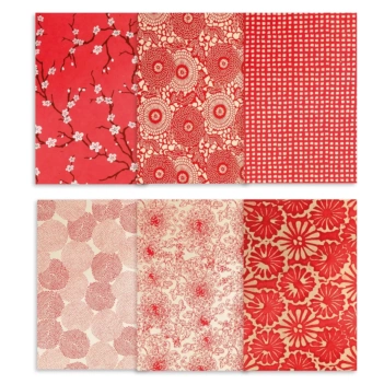 Lot de 12 papiers dorés népalais Artemio Rouge