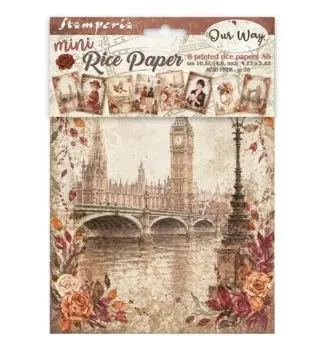 Set of 8 Our Way Stamperia rice papers, 10 x 15 cm