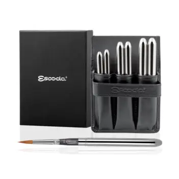 Set of 6 Toray Oro Chronos 1247 synthetic travel watercolour brushes and Escoda case