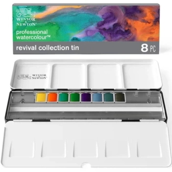 Scatola Metallica 8 Mezzi Godet Acquerelli Revival Professional Winsor & Newton