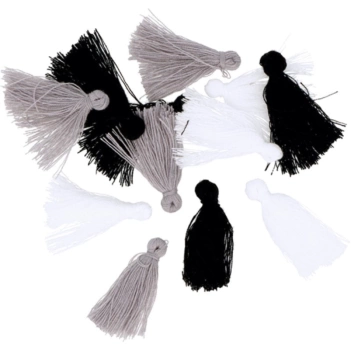 Set 12 tassels White Black Black Artemio Gray