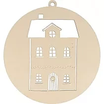 Artemio Die-Cut aus Holz - Medaille mit Haus
