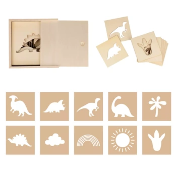Set van 10 houten sjablonen Artemio Dinosaurs 10x10cm
