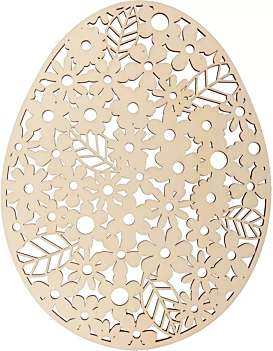 Sagoma in legno Uovo con fiori e foglie Artemio