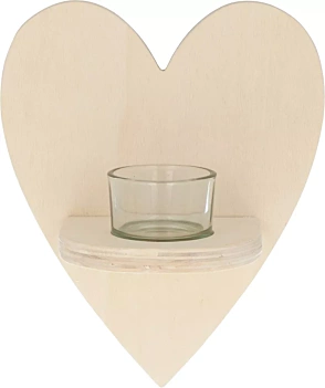 Soporte portavelas de madera Corazón Artemio 16,5x20cm