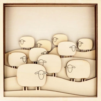 Set 6 siluetas de madera Ovejas Artemio