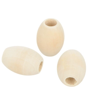 Set de 3 perles ovales en bois Artemio