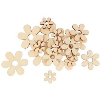 Artemio Set 30 Mini Holzblumen 