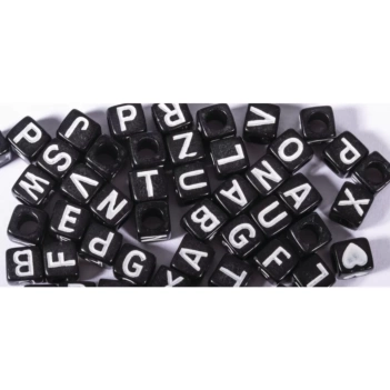 Cuentas de Plástico Negro Abecedario Rayher 6mm