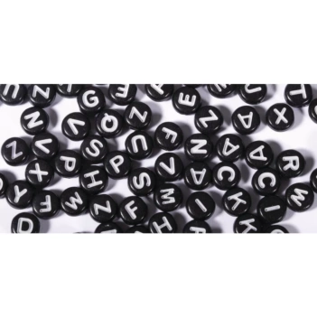 Cuentas de Plástico Negro Abecedario Rayher 40g