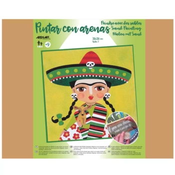 Kit da pittura con sabbie colorate Frida Kahlo Cappello messicano Arenart 38x38cm
