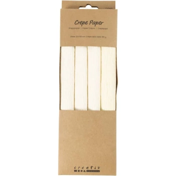 Creativ Company Set van 4 Rollen Crêpepapier Gebroken Wit 25x60cm