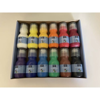 Nuestro juego de rotuladores Spoty Paint es perfecto para que los niños descubran la pintura de una manera divertida y sin derrames. Cada juego contiene 12 rotuladores Spoty Paint de 70 ml, que son témperas brillantes con puntas de espuma diseñadas especi