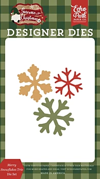 Merry Snowflakes Trio Gnome voor Christmas Echo Park Die