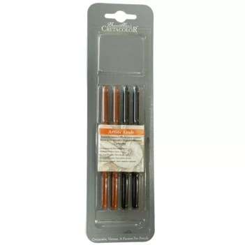 Set de 4 minas Sanguina grasa, negro blando y medio Cretacolor
