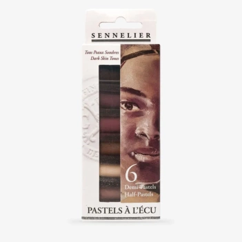 Set 6 Medium Pastels À L'Ecu Dark Skin Tones Sennelier