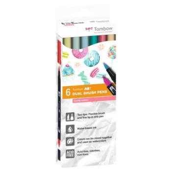 Set 6 Feutres double pinceau Candy Colors Tombow