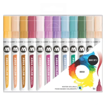 Set de 12 rotuladores Básicos Aqua color brush Molotow