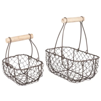 Cestas de Metal con Asa de Madera Rayher

