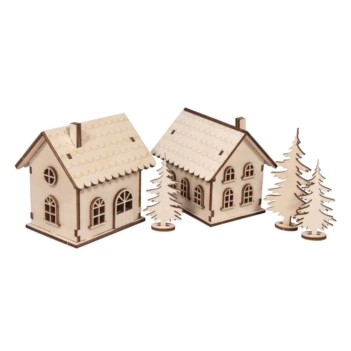Rayher 3D Wooden Houses Kit with Lights