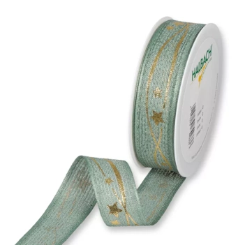 Halbach Bedrucktes Klebeband Grün mit goldenen Sternen 28mm