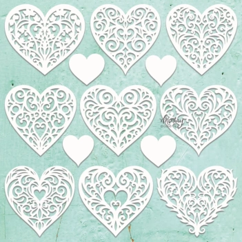 Mintay Die-Cuts Chipboard Hearts Filigree 