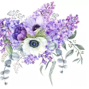 Guardanapos de Papel Ramo floral lilás 33x33cm