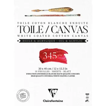 Clairefontaine 10H cotton canvas sketchbook for oil and acrylic, 30x40cm, 345g