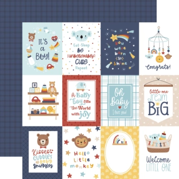 Papel 3"x4" Journaling Cards Baby on Board Boy Echo Park 30x30cm